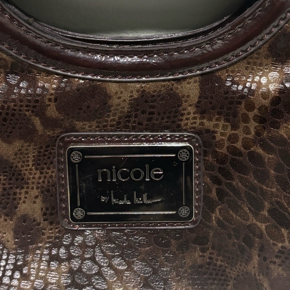 VTG Nicole Miller Dk Brown Faux Leather Clutch Purse - Picture 7 of 9